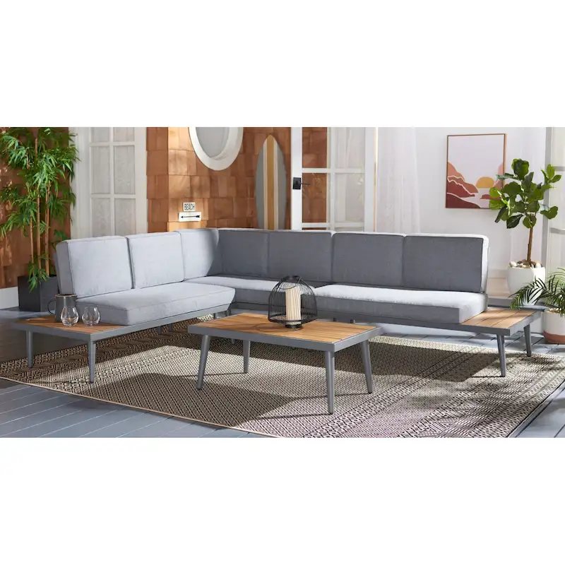 SAFAVIEH Outdoor Wendela Corner Living Set - 47W x 28D x 38H