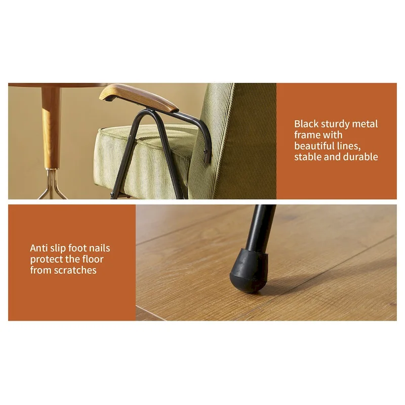 Green Modern 20   High Back Upholstered Accent Chair with Metal Legs