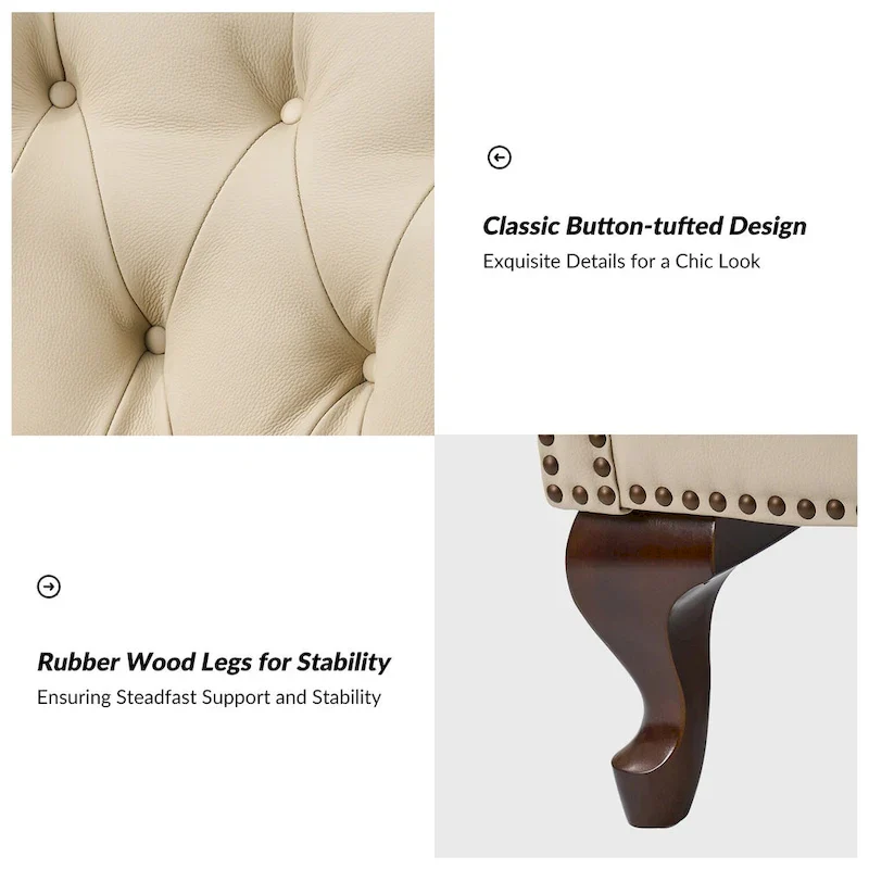 Gerhard Genuine Leather Armchair with Nailhead Trims and Removable Cushion Set of 2 by HULALA HOME