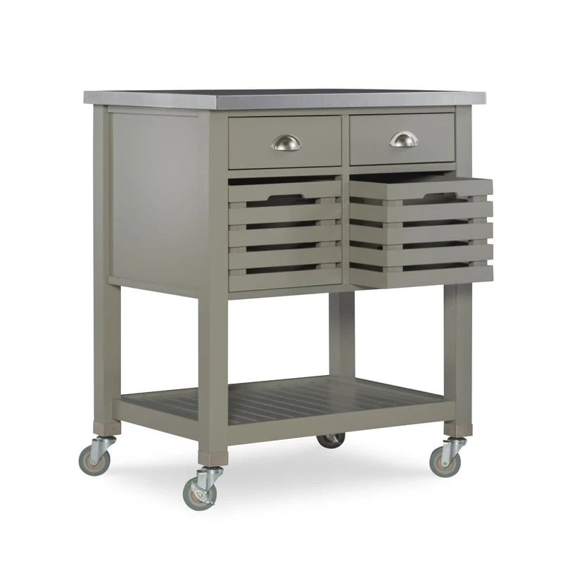 The Gray Barn White Squirrel Grey Wood Kitchen Cart