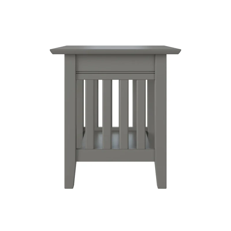 Mission End Table with USB Charging Station Grey