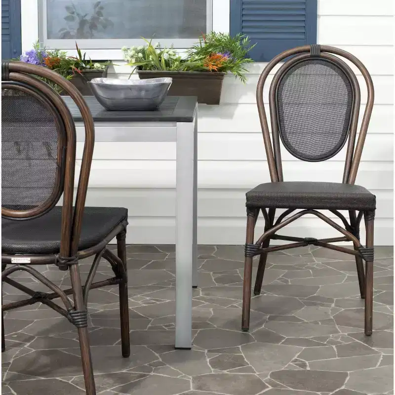 Esben Side Chair Indoor/Outdoor (Set of 2) - PAT4002 - Black - Safavieh
