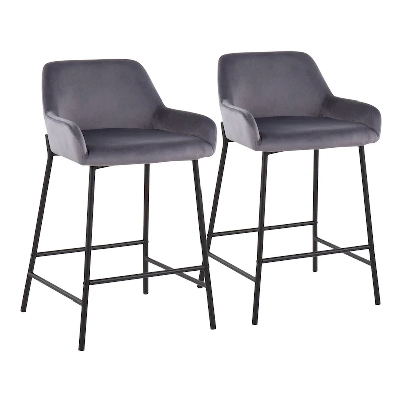 Carbon Loft Galotti Black Fixed-Height Upholstered Counter Stool - Set of 2