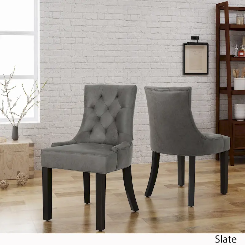 Traditional Microfiber Dining Chairs (Set of 2)