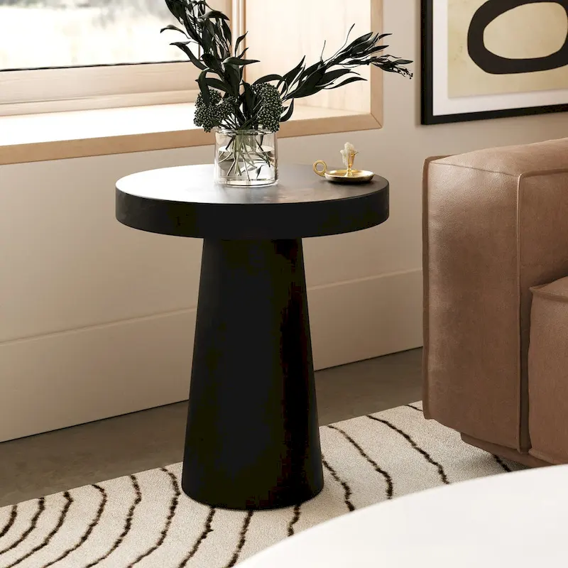 Modrest Desoto Modern Black Concrete Round End Table