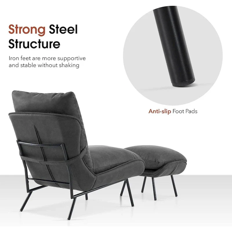 Leathaire Fabric Accent Chair with Ottoman