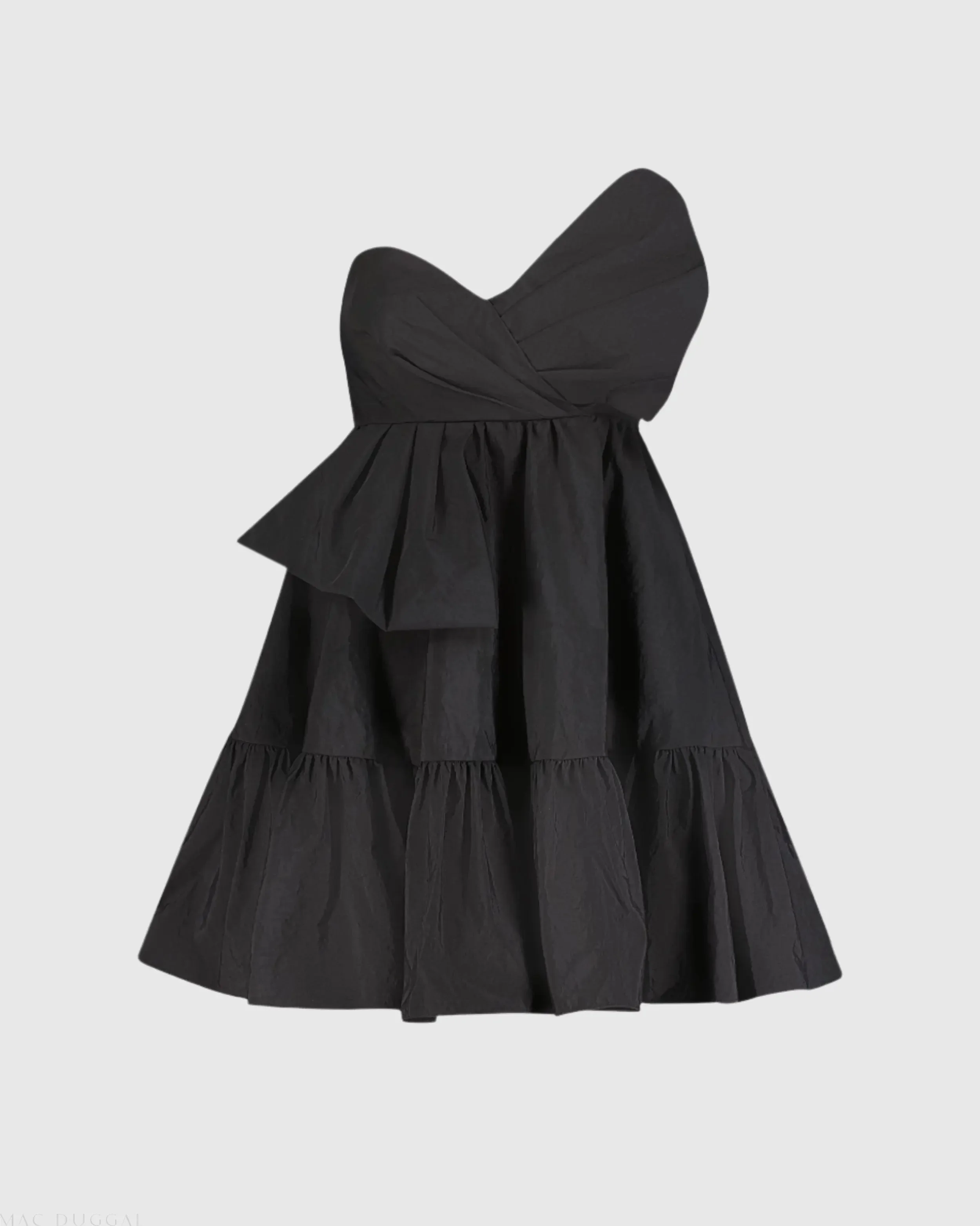 Black Faille Strapless Twist Bow Mini Dress