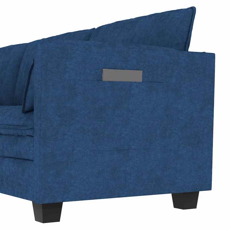 Christopher Knight Home - Noah 141.5  U-Shaped 6-Seater Sofa Couch with Movable Ottoman and Armrest Pockets, Fabric Upholstery