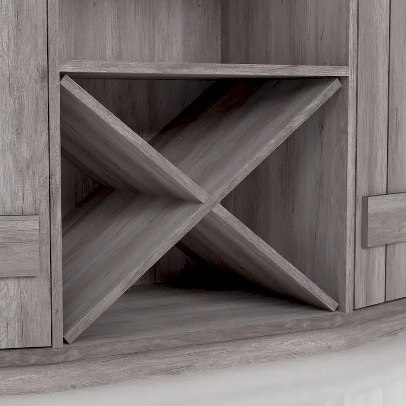 DH BASIC Farmhouse Plank-Style 28-Bottle 47-Inch Wine Cabinet Buffet by Denhour