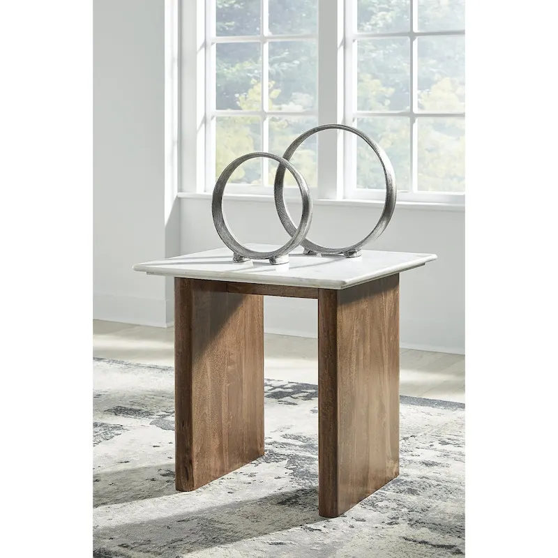 Signature Design by Ashley Isanti Light Brown/White End Table - 23.13 W x 23.13 D x 22.63 H