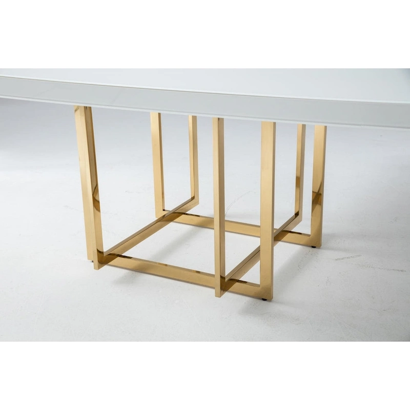 Square White Lacquer Tabletop with Medal Base