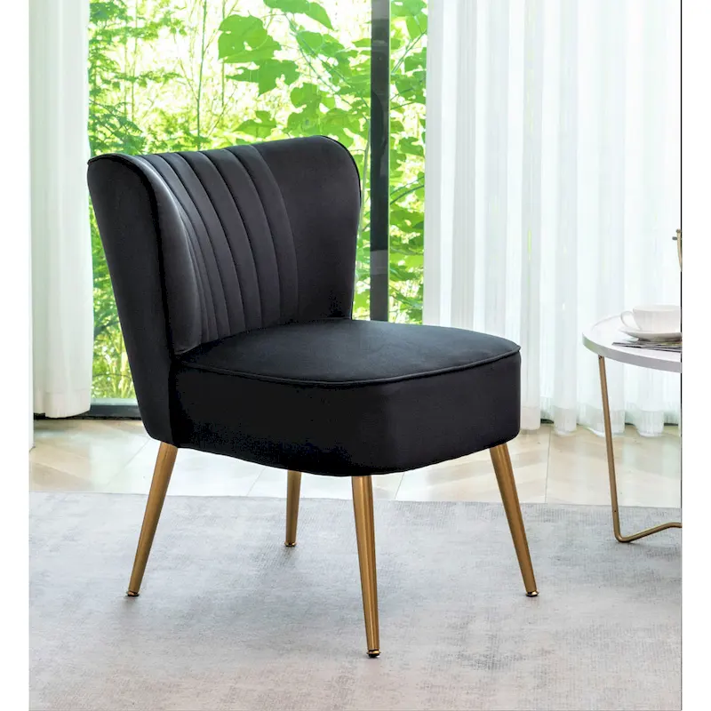23.2 Wide Mid-Century Modern Microfiber Accent Chair with Metal Leg