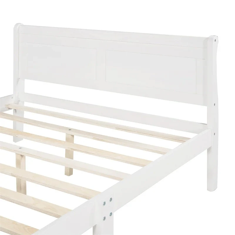 Wood Twin Sleigh Bed with Headboard and Footboard