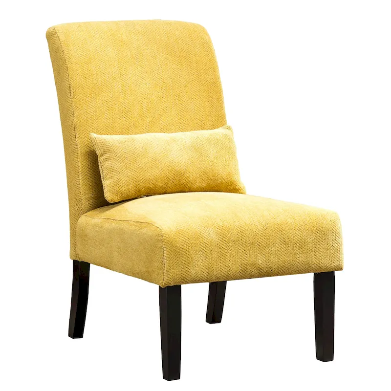 Modern 31.75 High Back Polyester Upholstered Accent Chair with Pillow and Tapered Legs