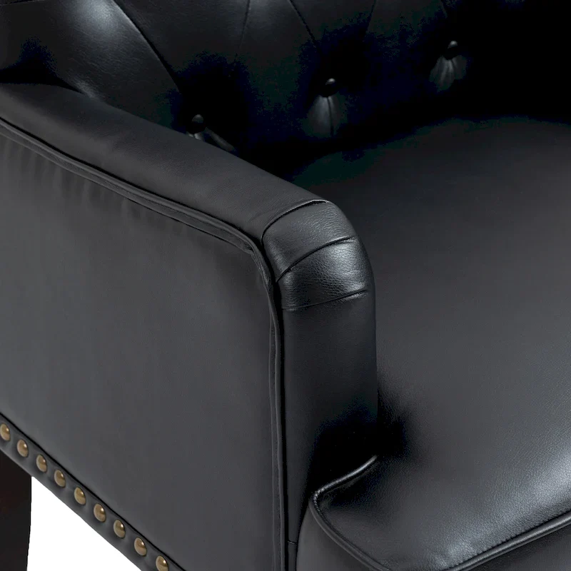 Tufted Vegan Leather Accent Chairs Armchairs with Nailhead Trim