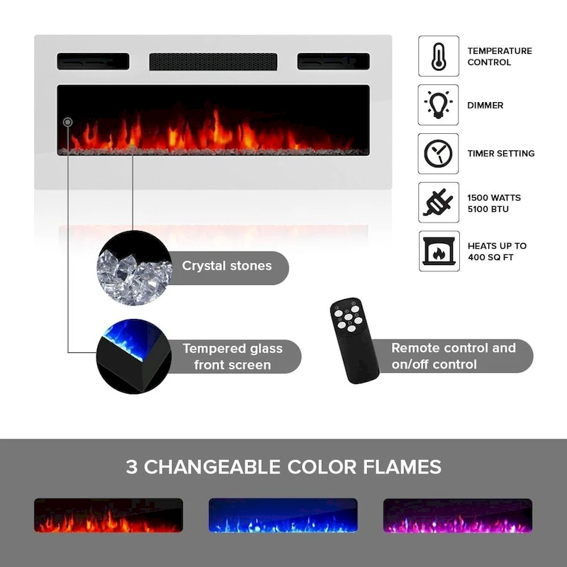 Luxe WH-EF Wall Mounted Electric Fireplace Modern 72 TV Stand