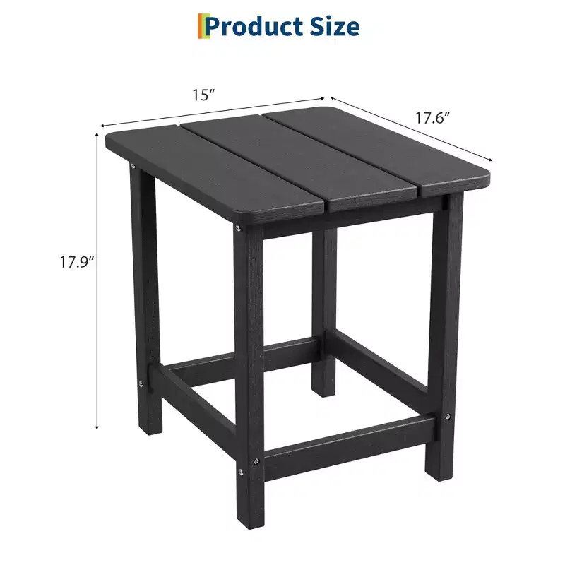 1 Pack HDPE Adirondack Square Outdoor Side Table, Patio End Tables,Durable Small Patio Table for Beach,Pool,Garden