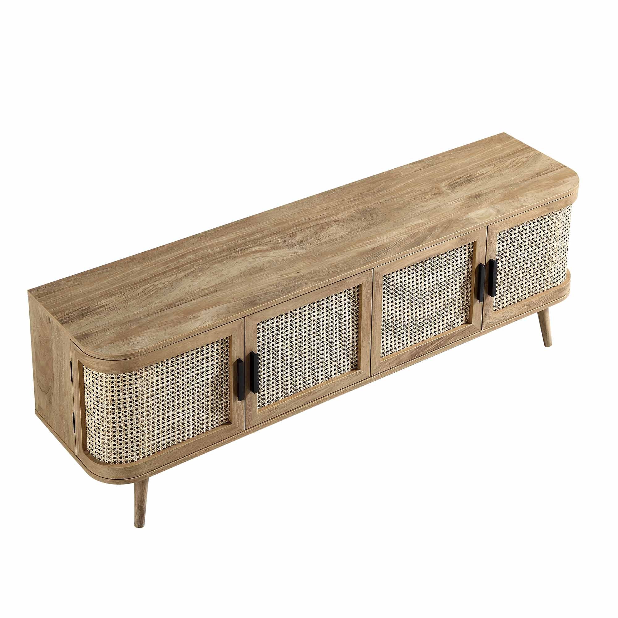 Curved Rattan 63 Wide TV Unit, Natural