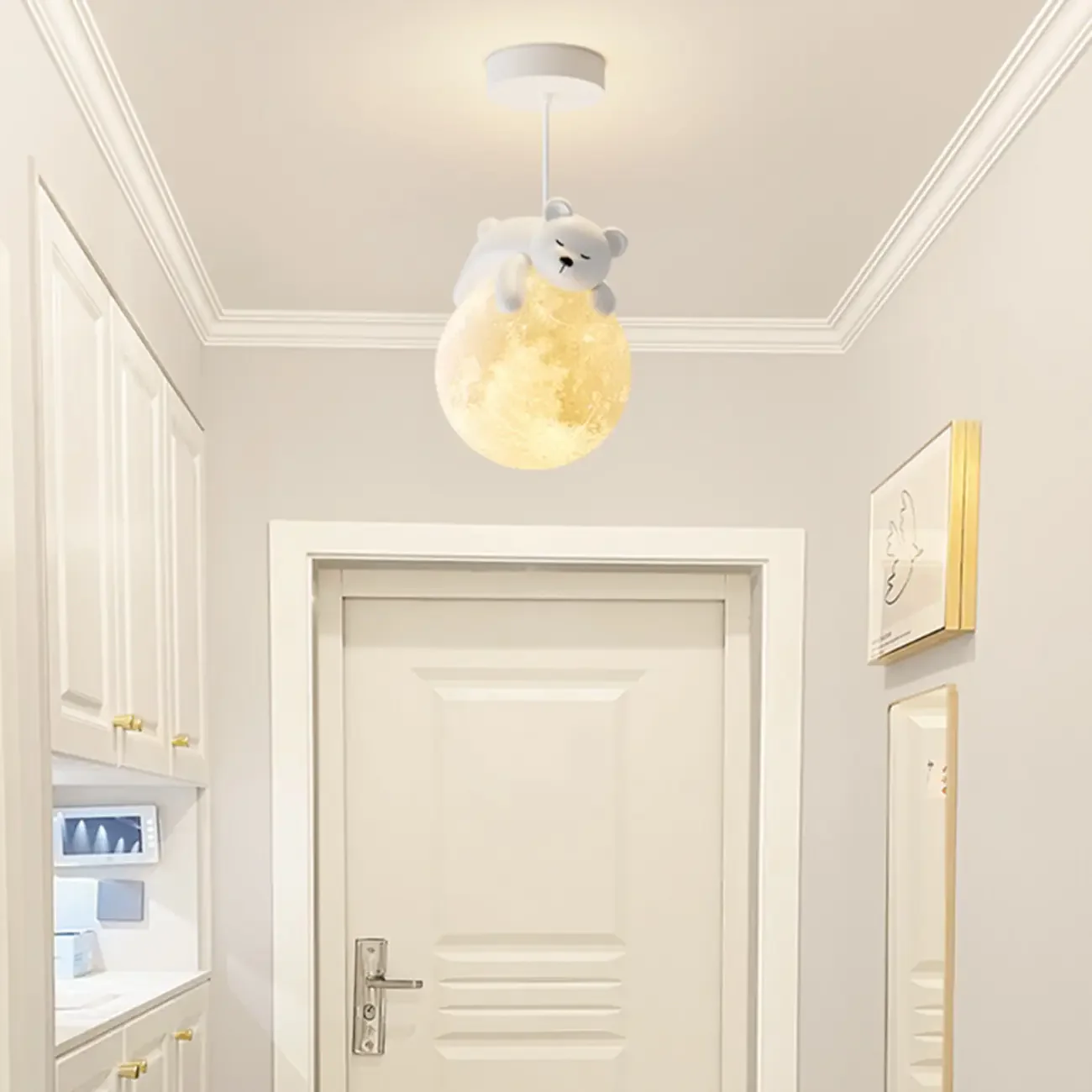 Cartoon Animal White Metal Acrylic Globe Pendant Light