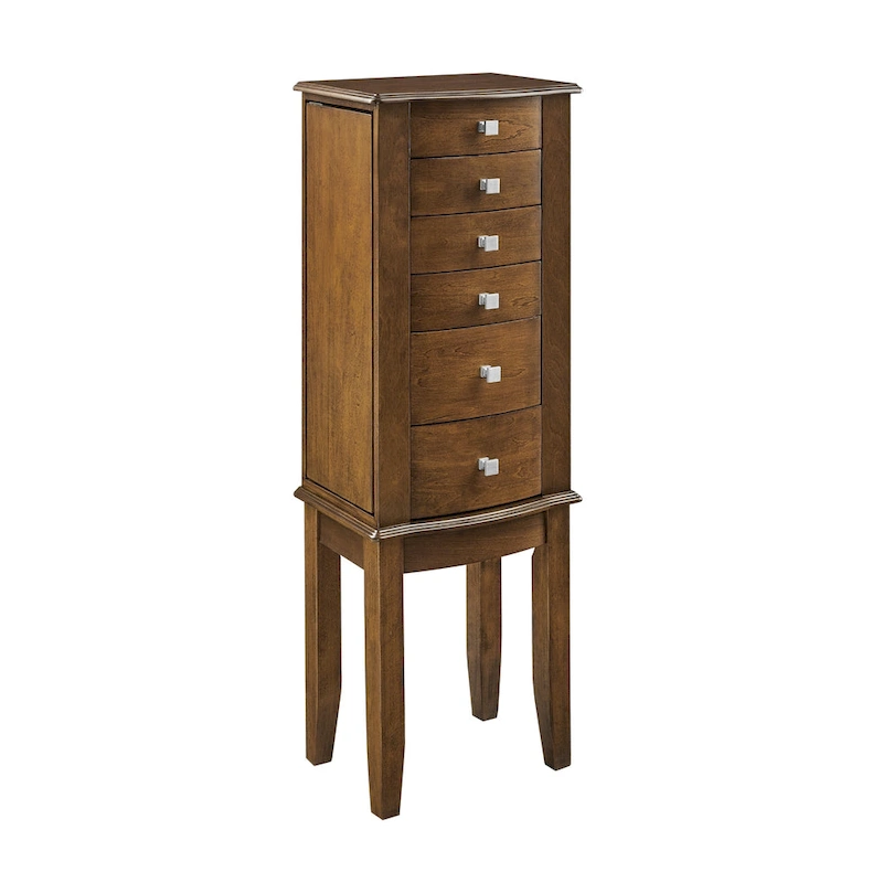 Jewelry Armoire with 6 Drawers - 40 - Walnut Finish
