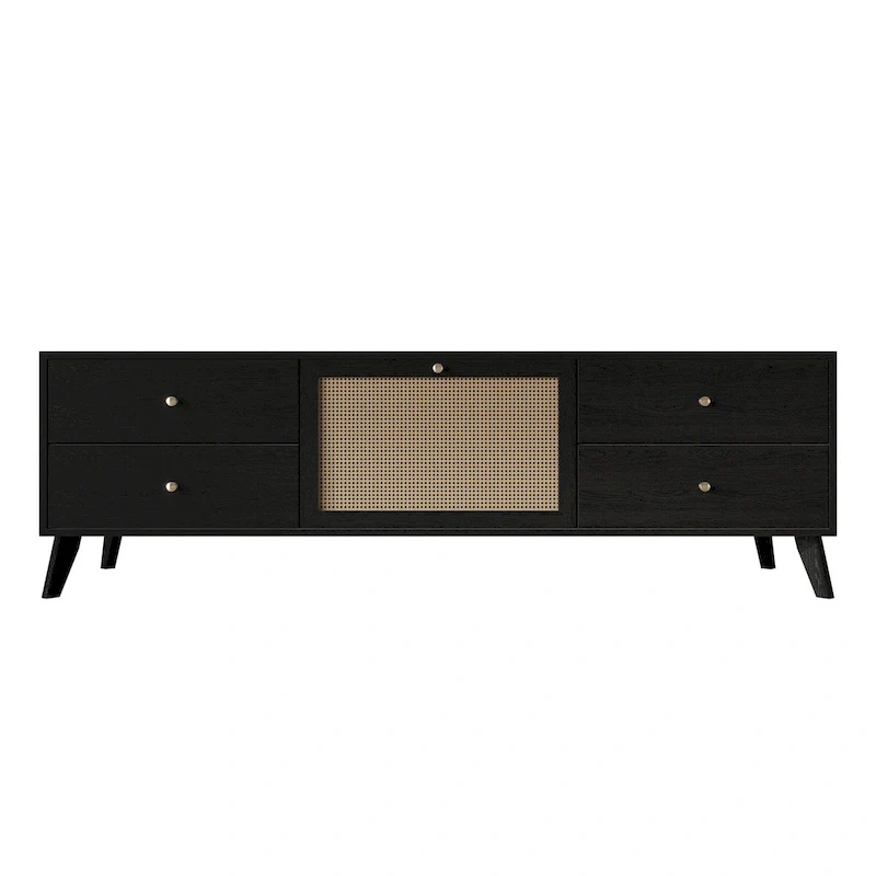 CraftPorch Mid-Century Modern Black TV Stand Console
