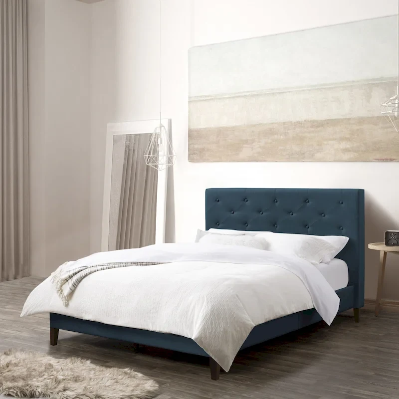 Nova Ridge Upholstered Button-Tufted Bed Frame, Full