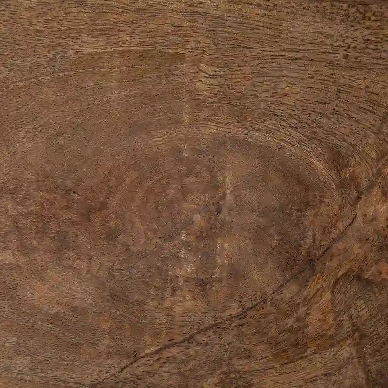 Maddox Medium Brown Solid Wood w/ Black Metal Frame C-Shaped End/Side Table