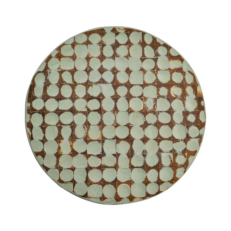 Round Coconut Shell Mosaic Accent Table by East at Main