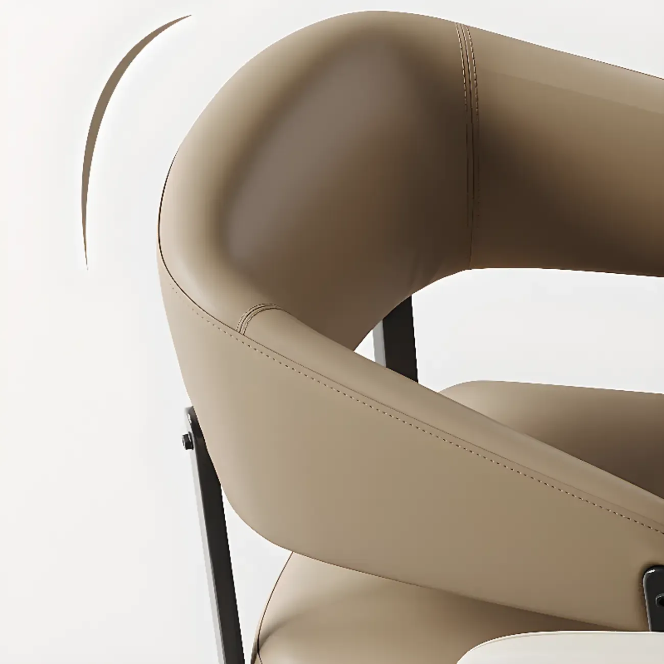 Modern Faux Leather Arm Dining Chair Open Back Alloy Legs