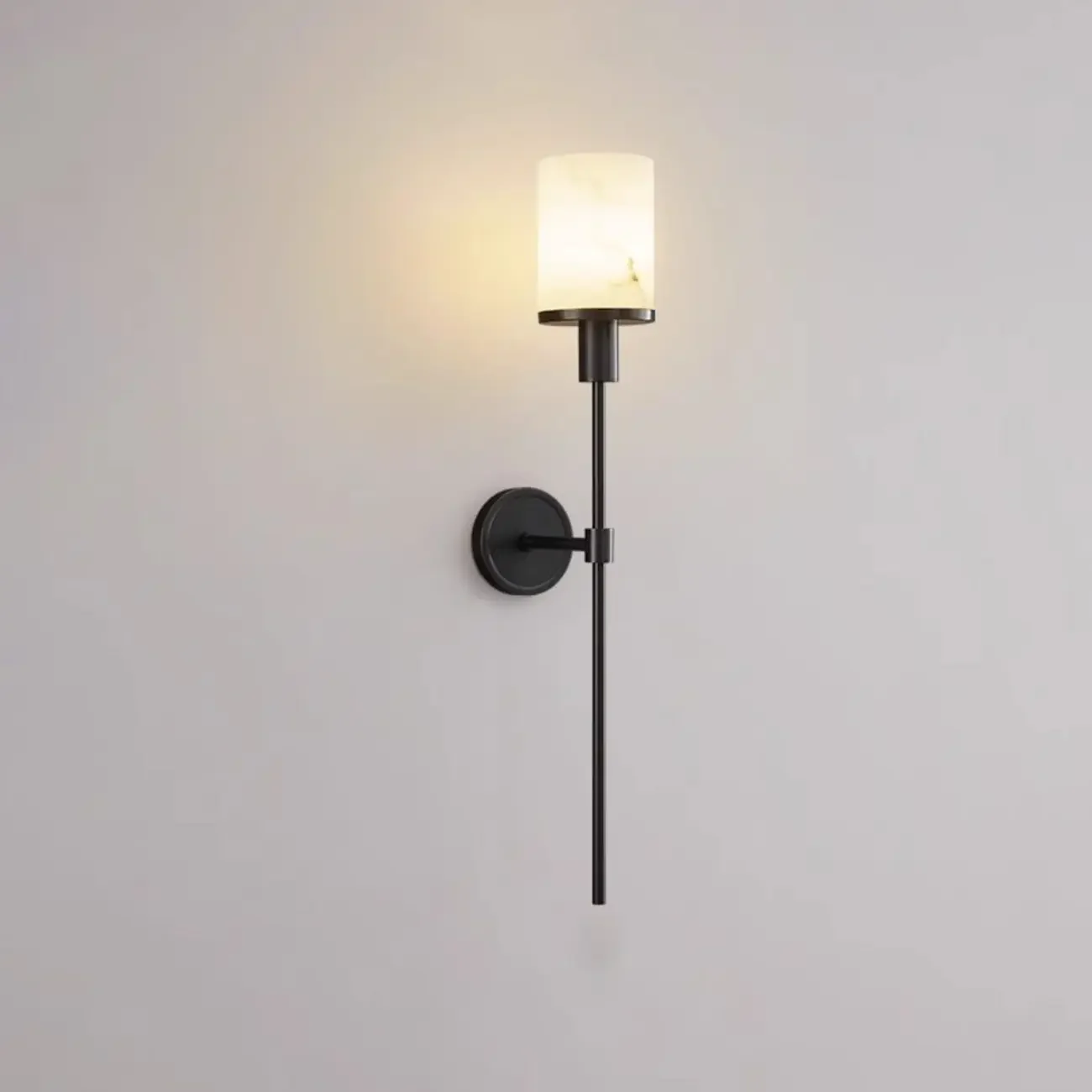 Modern Black Wall light with Sintered Stone Shade