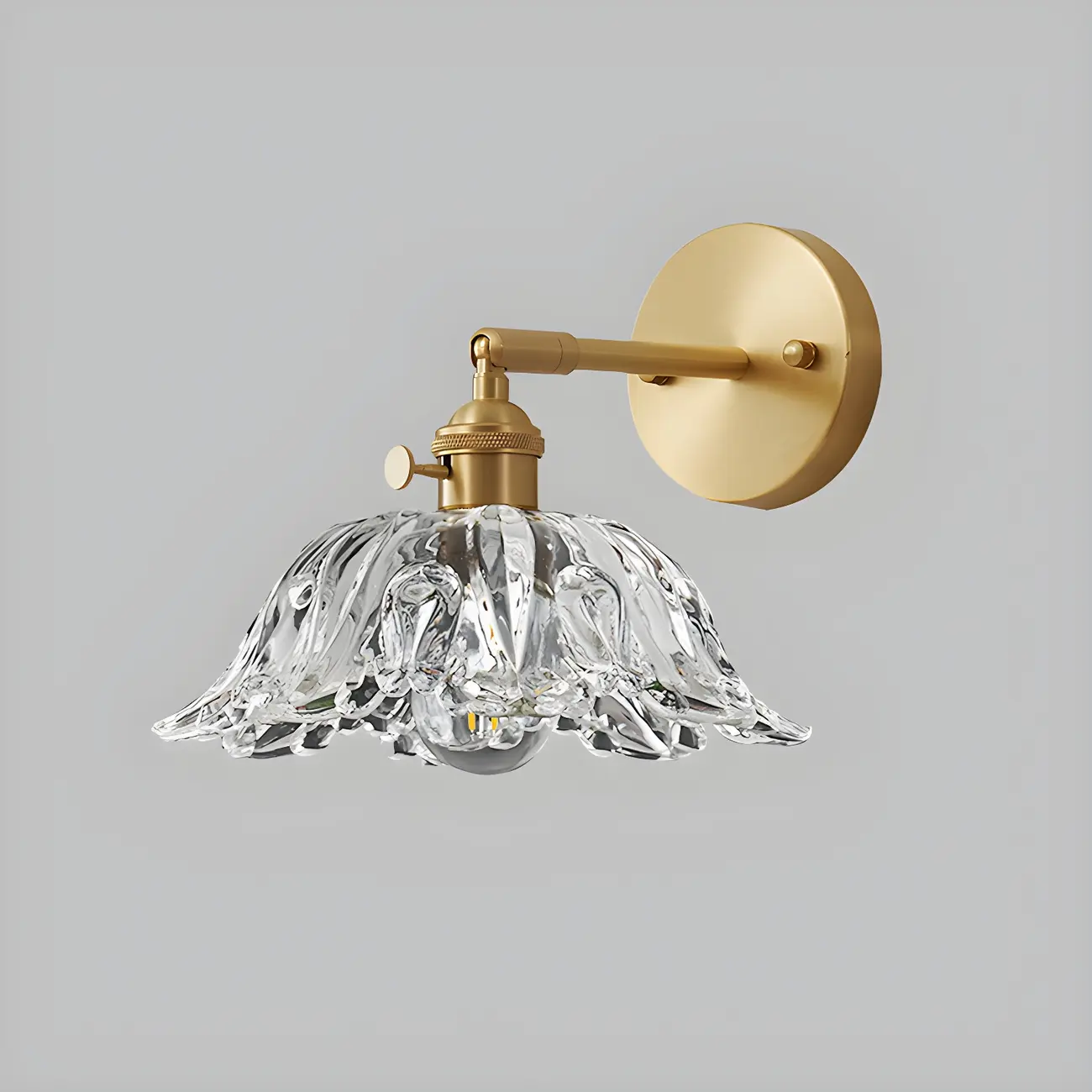 Vintage Adjustable Crystal LED Wall Sconce with Brass Finish