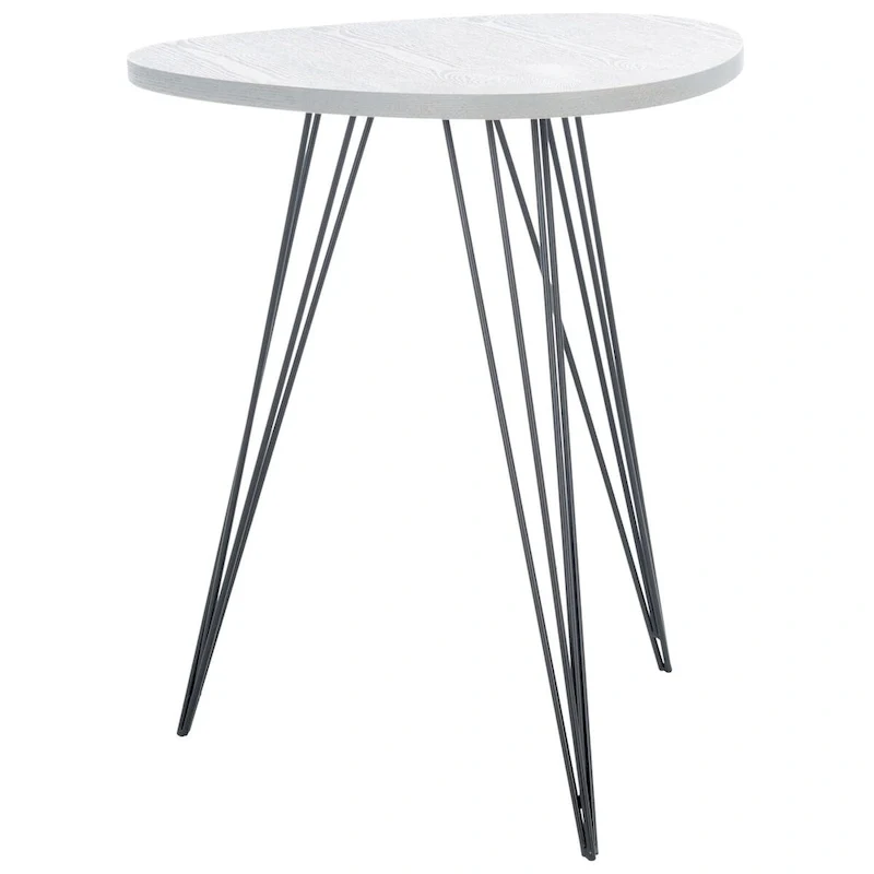 White and Black Lacquer Side Table with Hairpin Legs - 20W x 20D x 24H