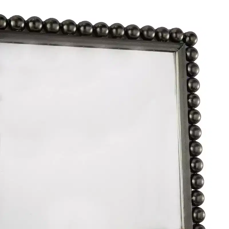 Metal Wall Mirror with Beaded Detailing - CosmoLiving by Cosmopolitan