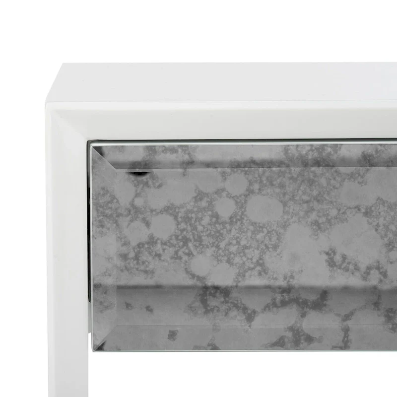 Couture Myrthe Eglomise Side Table- White - 24 W x 18 L x 25 H - 24Wx18Dx25H