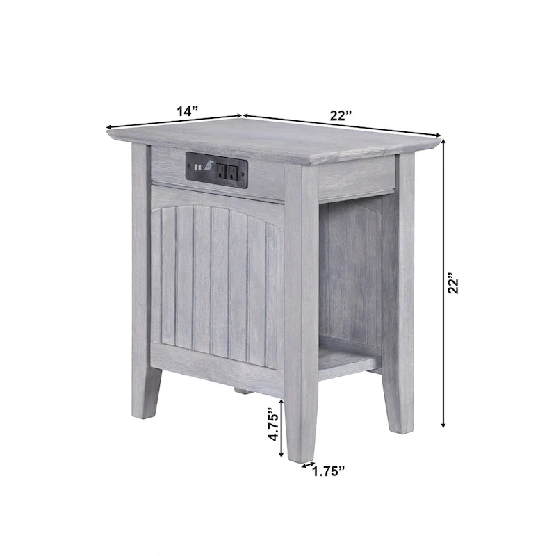 AFI Nantucket Chair Side Table with Built-in Charger