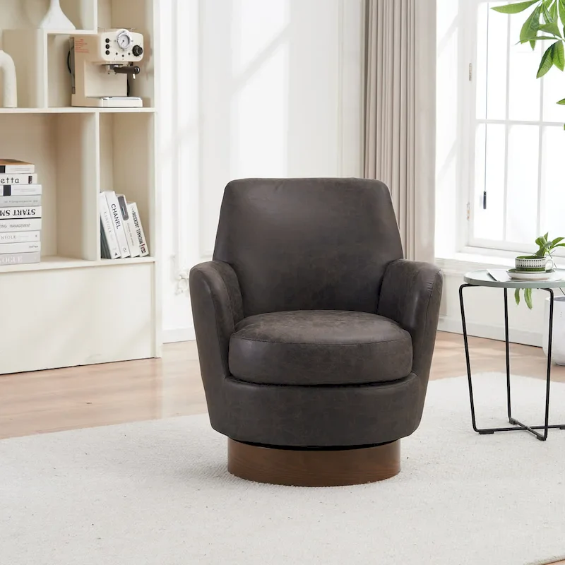Swivel Barrel Accent Chair – Beige / Dark Grey / Brown / Blue / Grey, Single