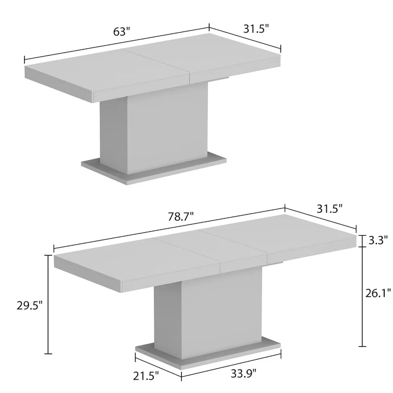 Large Dining Table - Wood Grain Finish, Seats 6-8 (Black/White)