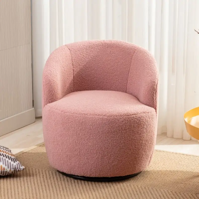 Teddy Fabric Swivel Accent Barrel Chair With Powder Coating Metal Ring