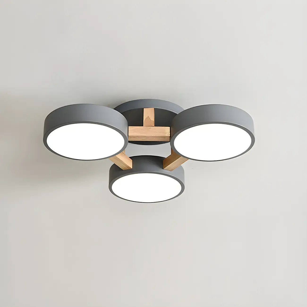 Green Drum Shade Semi Flush Ceiling Light 3-Gear Dimming