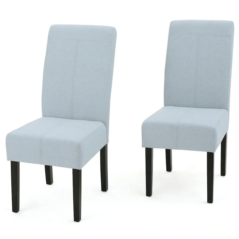 Upholstered Dining Chairs Set of 2 - Contemporary T-Stitch Design, 17.75