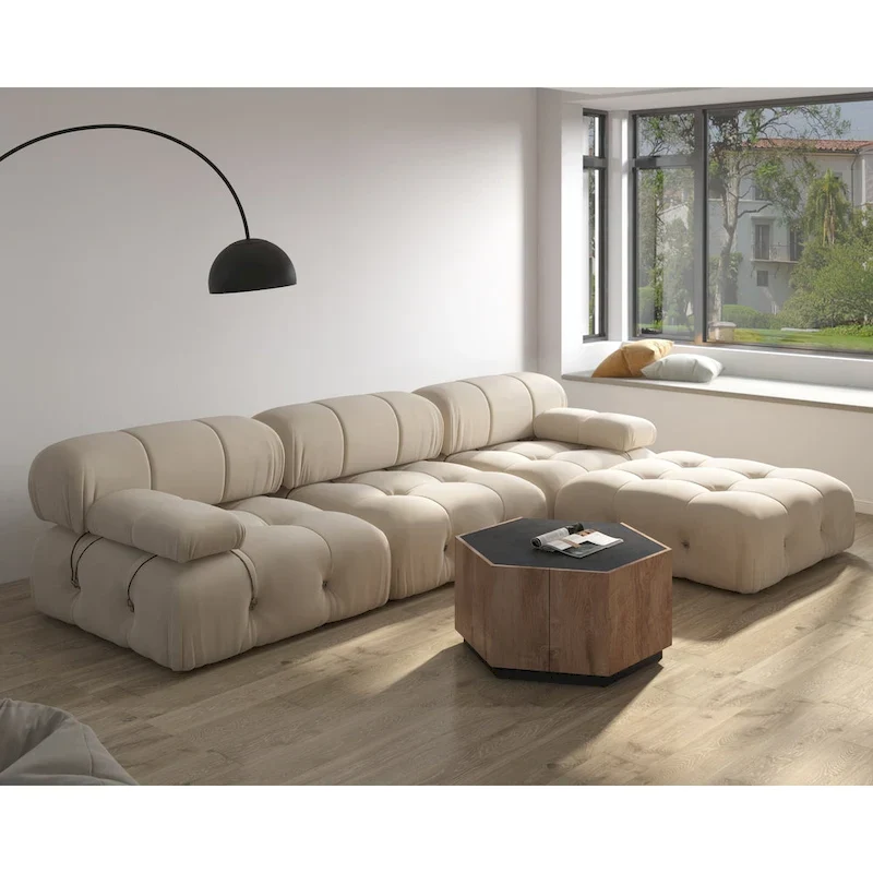 Velvet Sectional Sofa Reversible Modular Couch