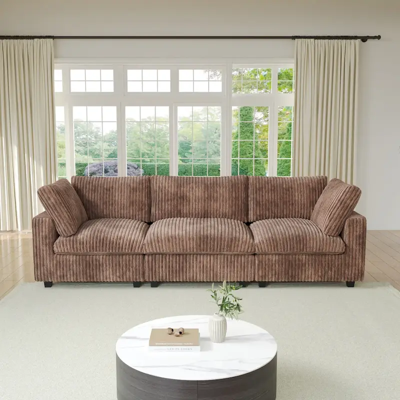 Soft Plush Modular Sectional Sofa Modern Upholstered Living Room Couch
