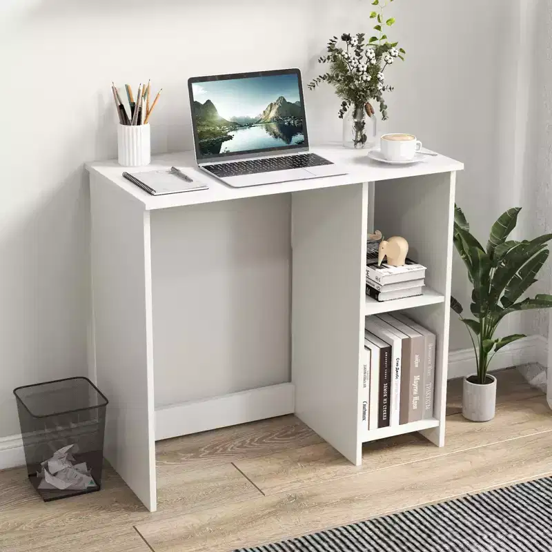 Costway 31.5 Computer Desk for Small Space Simple Style Workstation Desk with with Shelves White/Black