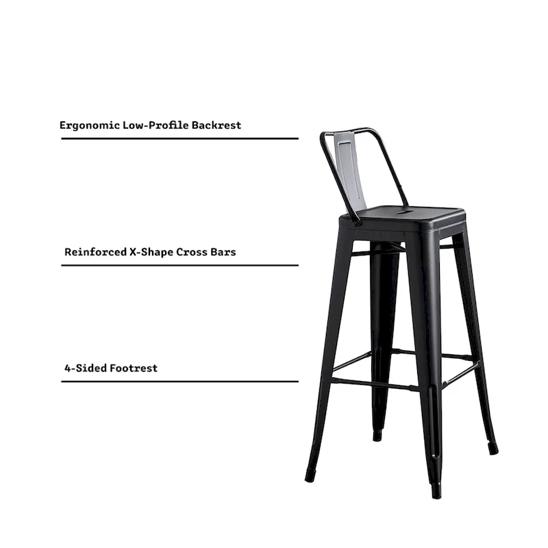 AC Pacific 30 Inch Metal Barstool Set of 2