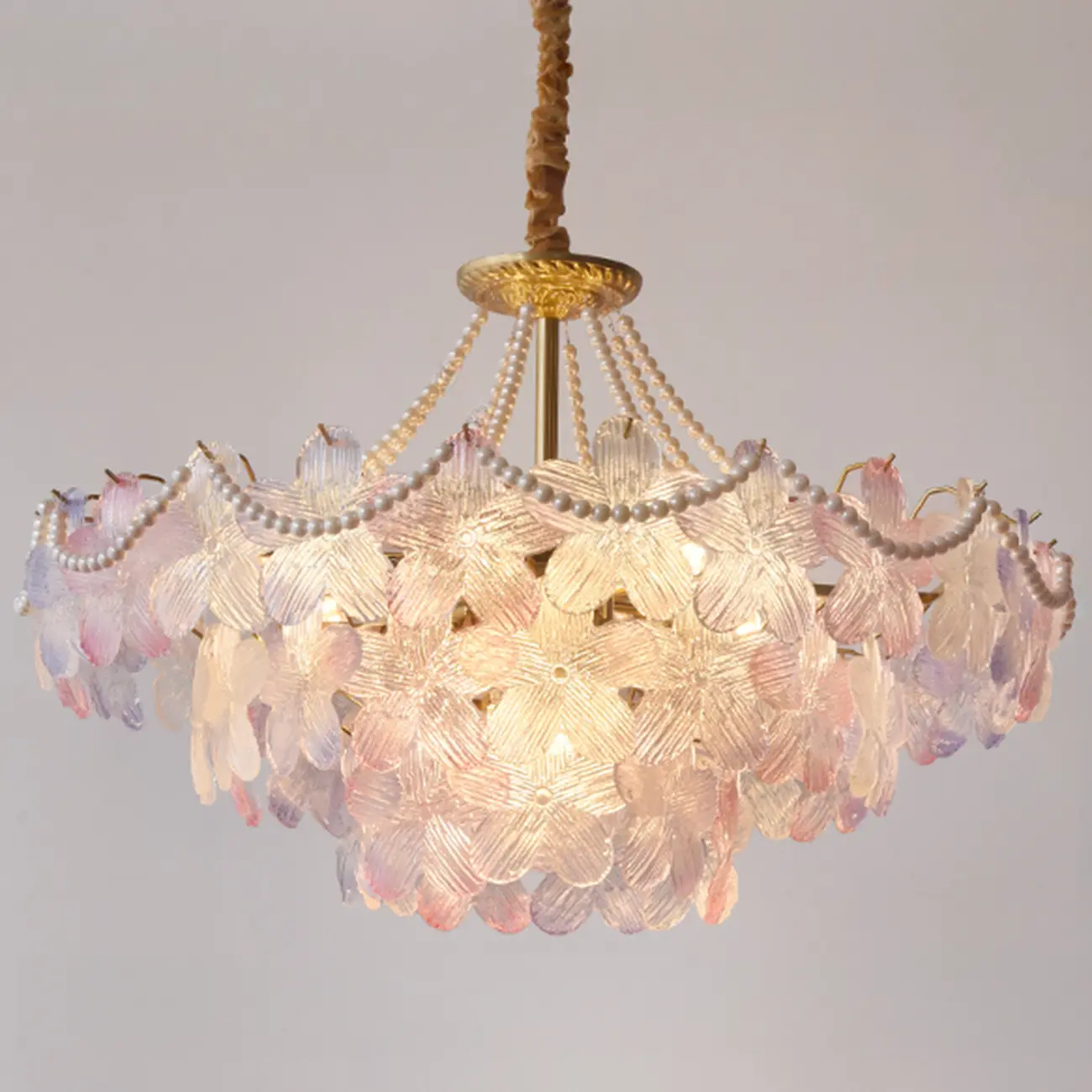 Modern Tier Round Flower Crystal Chandelier