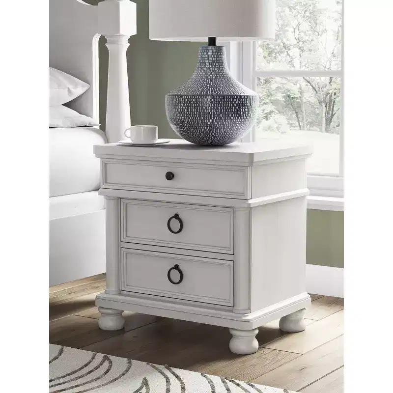 Signature Design by Ashley Greddinton 3-Drawer Nightstand with USB Ports and Outlets, Antique White