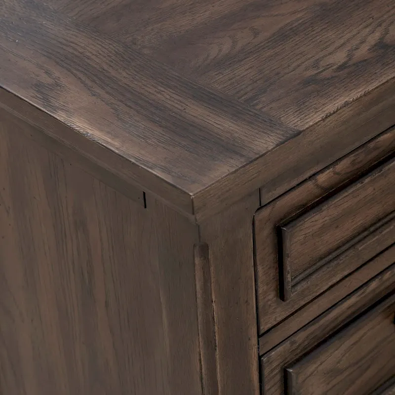 Saddle Brown Wood 3-Drawer Nightstand with Charging Station