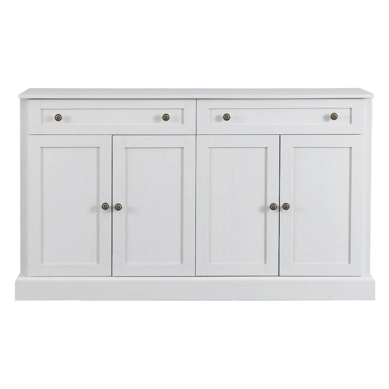Storage Cabinet White with Drawers and Adjustable Shelves - 58.3W x 15.8D x 33.9H