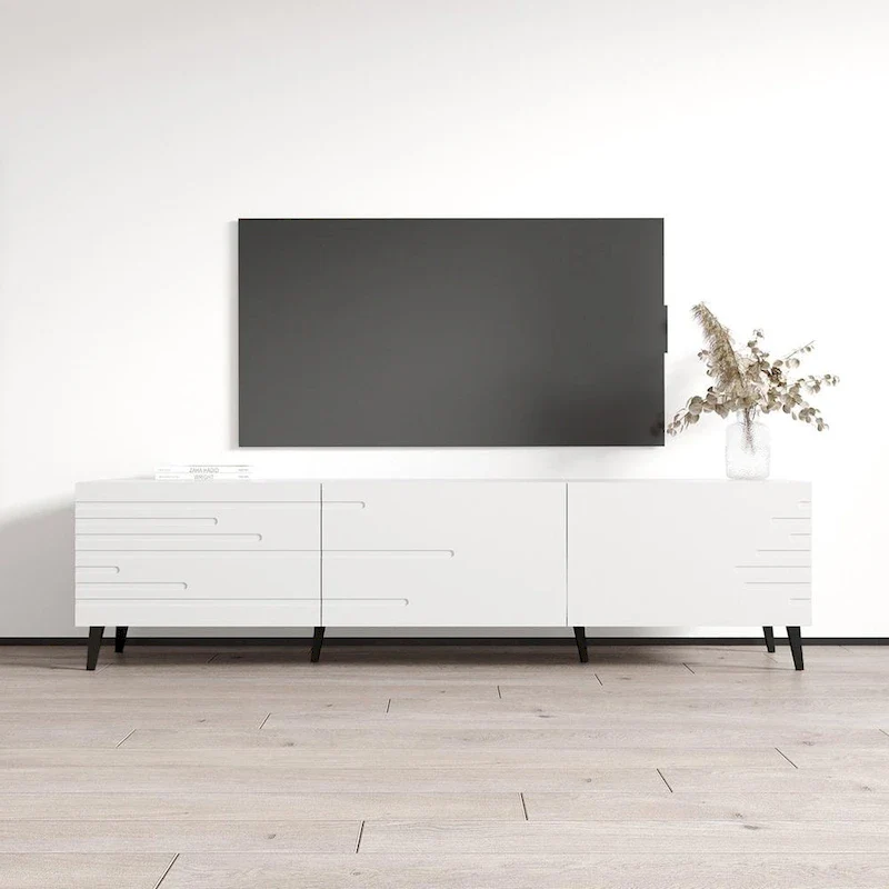 Black / White Modern Matte TV Stand – Single