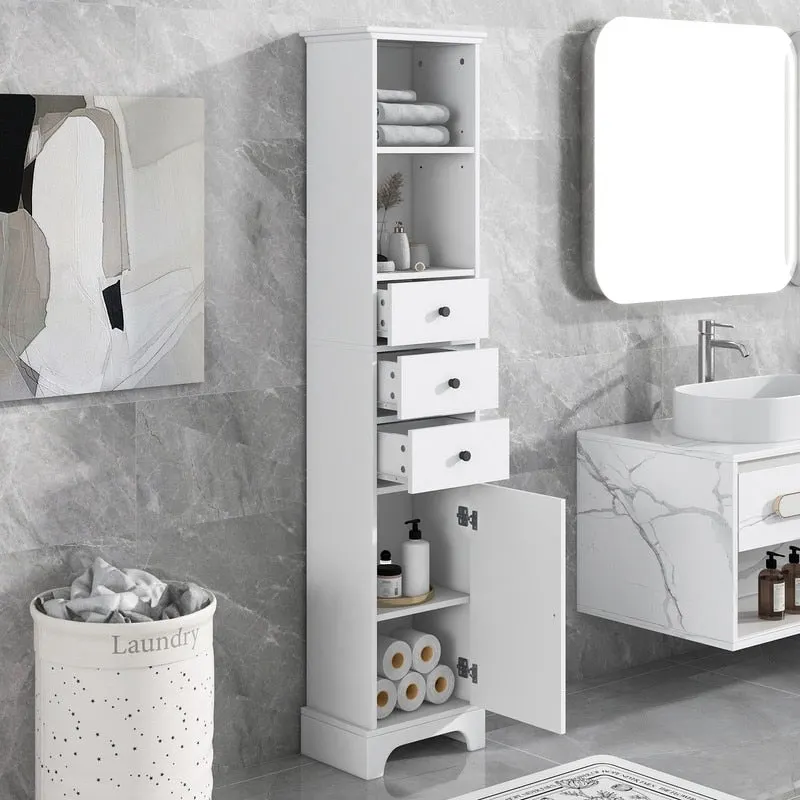 Freestanding Bathroom Storage Cabinet with 3 Drawers and Adjustable Shelf